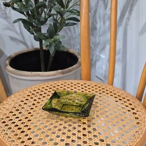 MCM/Retro Green Glass Square Ashtray